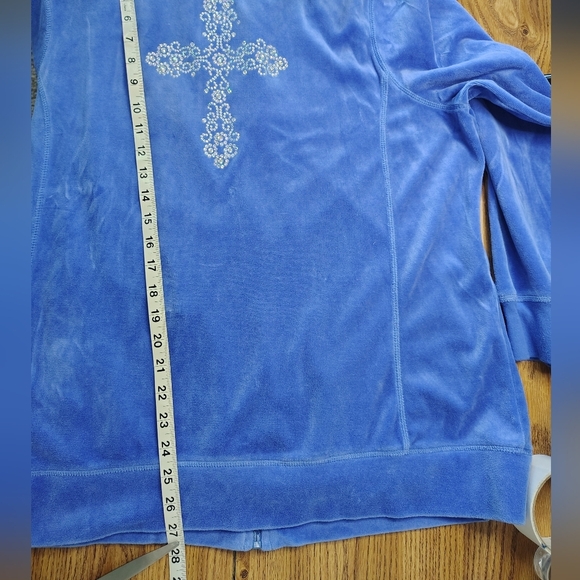 Cotton Velvet Quacker Factory Women's Full Zip Sweatshirt rhinestone, Size 1X, - Picture 5 of 16